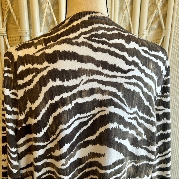 Lands' End Cardigan Sweater Zebra Print Black White Cotton Button Front size 2X - Picture 10 of 16